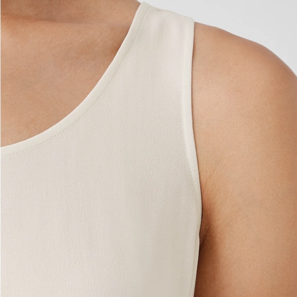 $188 NWT Eileen Fisher 100% Silk Georgette Crepe Scoop Neck Tank XL - Picture 4 of 10